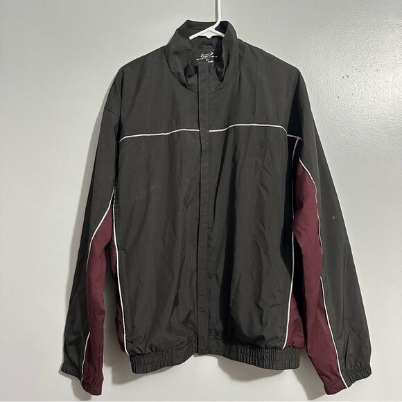 Roundtree & Yorke Men's Full Zip Windbreaker Jacket garnet & black size XL NWT - Picture 1 of 7
